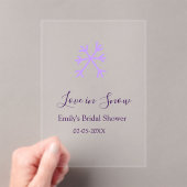 Love in Snow bridal shower purple snowflakes paste Acryl Uitnodigingen (Insitu (Draagbaar))