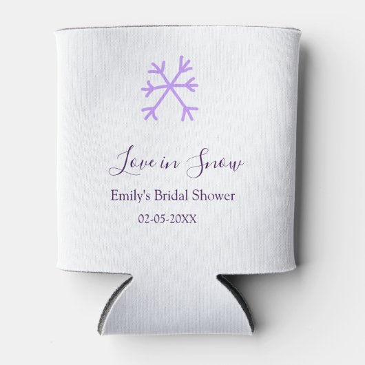 Love in Snow bridal shower purple snowflakes paste Blikjeskoeler (Voorkant)