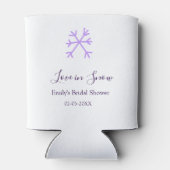 Love in Snow bridal shower purple snowflakes paste Blikjeskoeler (Achterkant)