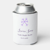 Love in Snow bridal shower purple snowflakes paste Blikjeskoeler (Blikje Achterkant)