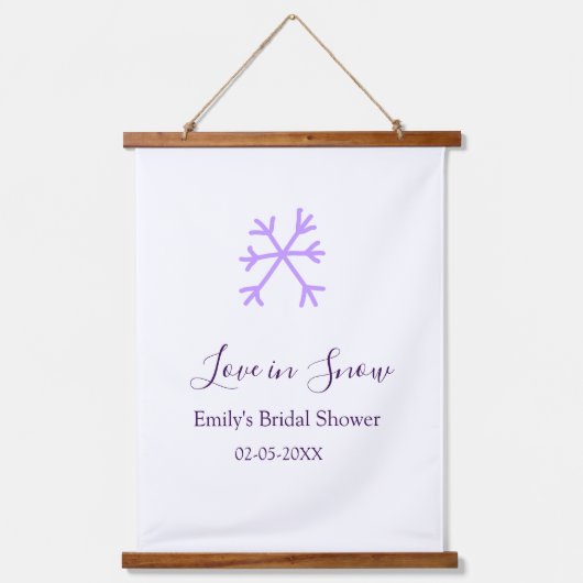 Love in Snow bridal shower purple snowflakes paste Hangend Wandkleed (Voorkant)