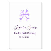 Love in Snow bridal shower purple snowflakes paste Kaart (Achterkant)