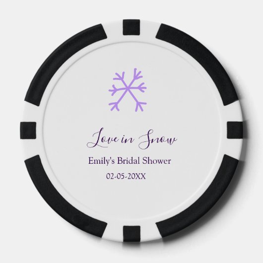 Love in Snow bridal shower purple snowflakes paste Poker Chips (Voorkant)
