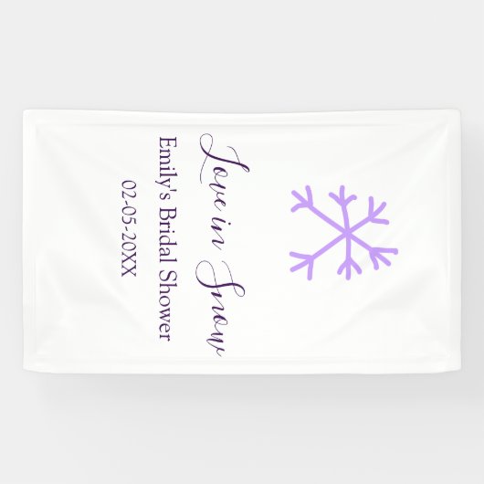 Love in Snow bridal shower purple snowflakes paste Spandoek (Horizontaal)