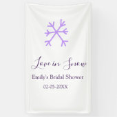 Love in Snow bridal shower purple snowflakes paste Spandoek (Verticaal)