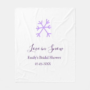 Love in Snow bruiloftsfeest paarse sneeuwvlokken p Fleece Deken