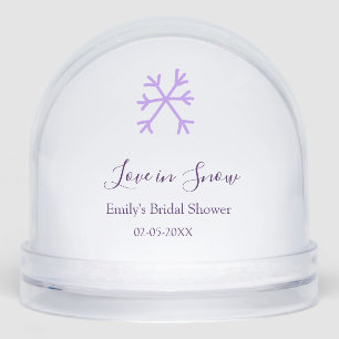 Love in Snow bruiloftsfeest paarse sneeuwvlokken p Sneeuwbol