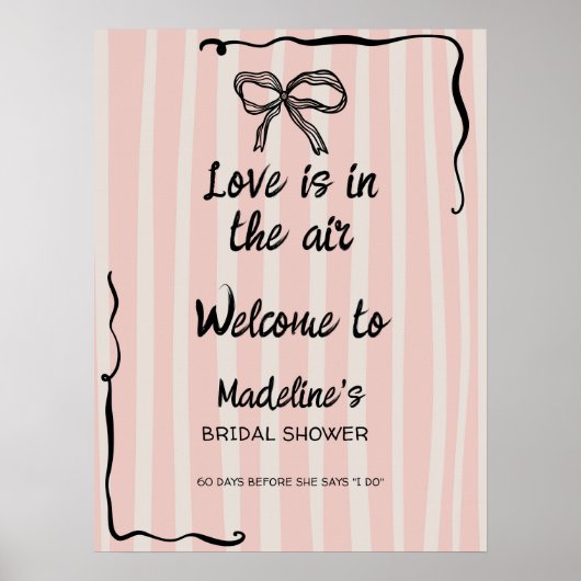 Love in the Air Retro Pink Quirky Bridal Welcome Poster (Voorkant)