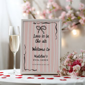 Love in the Air Retro Pink Quirky Bridal Welcome Poster