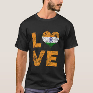 Love India  Heart Indian Flag T-shirt