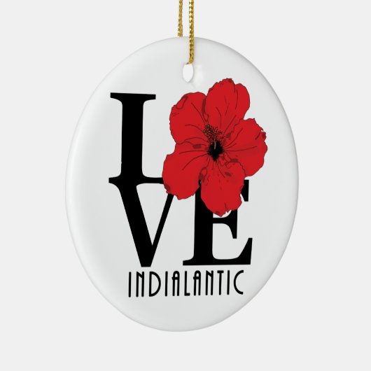 LOVE Indialantic Red Hibiscus Keramisch Ornament (Rechts)