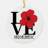 LOVE Indialantic Red Hibiscus Keramisch Ornament (Voorkant)