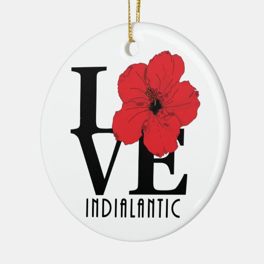 LOVE Indialantic Red Hibiscus Keramisch Ornament (Links)