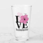 LOVE Indialantische roze hibiscus Glas (Achterkant)