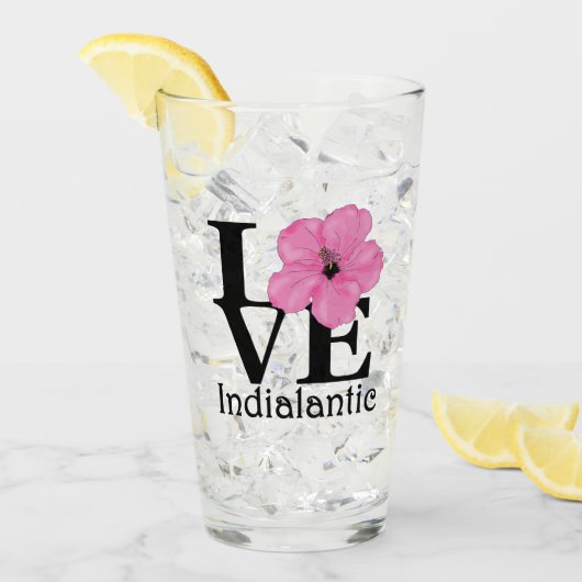 LOVE Indialantische roze hibiscus Glas (Voorkant ijs)
