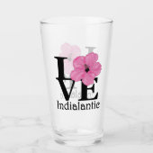 LOVE Indialantische roze hibiscus Glas (Voorkant)