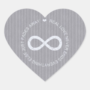 Love Infinity grijs stripe Hart Sticker