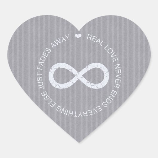 Love Infinity grijs stripe Hart Sticker (Voorkant)