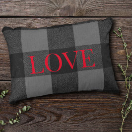 Love-Infused Flanel Zwart en Grijs Accent Kussen