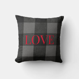 Love-Infused Flannel:  zwart en grijs Kussen