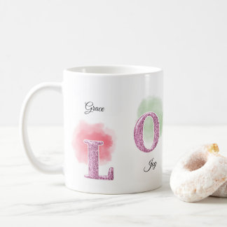 LOVE Initieel op maat gemaakte naam watercolor ont Koffiemok