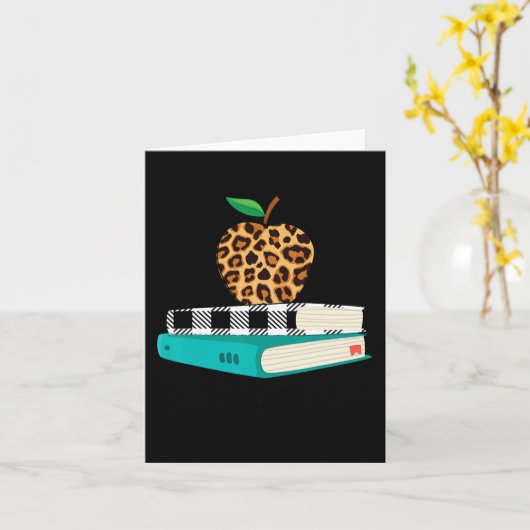 Love Inspire Leopard Print Apple Leraar Grappig ca Kaart (Gele Bloem)