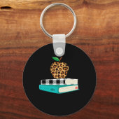 Love Inspire Leopard Print Apple Leraar Grappig ca Sleutelhanger (Voorkant)