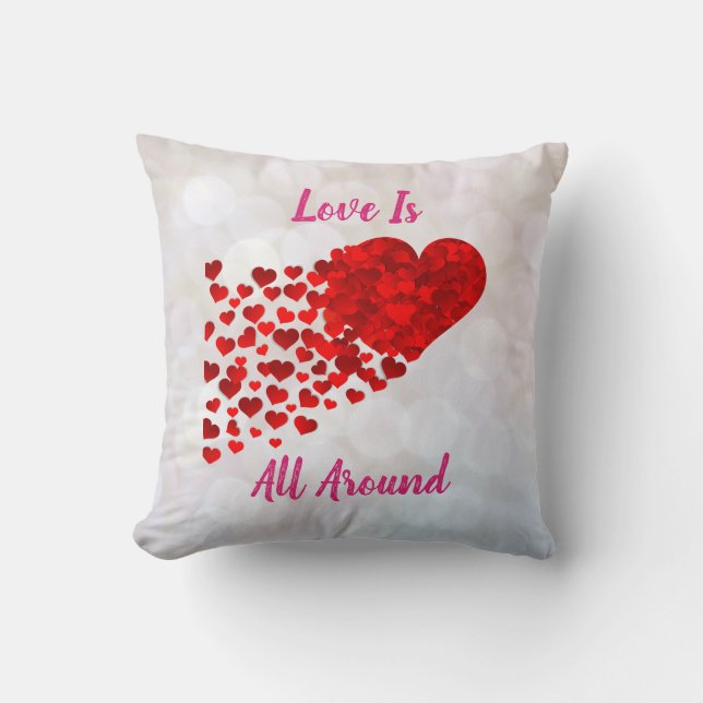 Love Inspirerend Red Hearts Cute Valentijnsdag Kussen (Voorkant)
