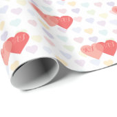 Love Intertwined Hearts Custom Monogrammed Cadeaupapier (Rol Hoek)