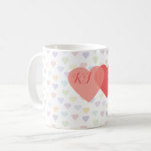 Love Intertwined Hearts Custom Monogrammed Koffiemok (Voorkant links)
