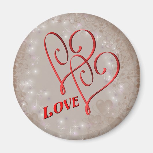 Love Intertwined Red Hearts Magneet (Voorkant)