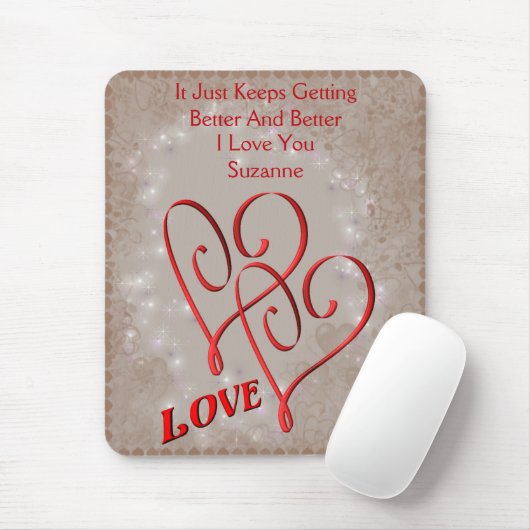 Love Intertwined Red Hearts Personalized Muismat (Met muis)