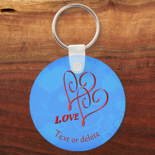 Love Intertwined Red Hearts Personalized Sleutelhanger (Achterkant)