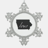Love Iowa Shaped Black Chalkboard Tin Sneeuwvlok Ornament (Voorkant)