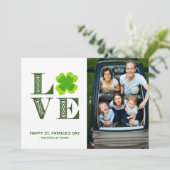 LOVE Irish Celtic Shamrock St Patrick's Day Foto Feestdagenkaart (Staand voorkant)