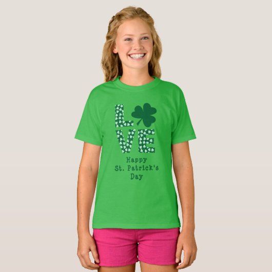LOVE Irish Fun Kinder St. Patrick's Day T-shirt (Voorkant volledig)