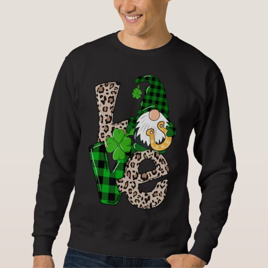 Love Irish Gnome Tie Dye Shamrock St Patrick Day Trui (Voorkant)