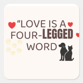 Love Is a Four-Legged Word | Cute Pet Wall Art & S Vierkante Sticker