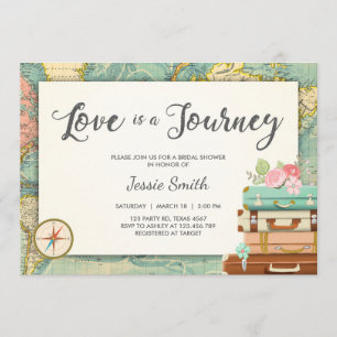Love is a Journey Travel Bridal douchenuitnodiging Kaart