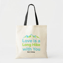 Love is a Long Hike with You Retro Mountain Couple Tote Bag
