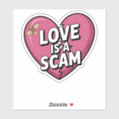 Love Is a Scam Anti Valentine Heart Sticker (Vel)