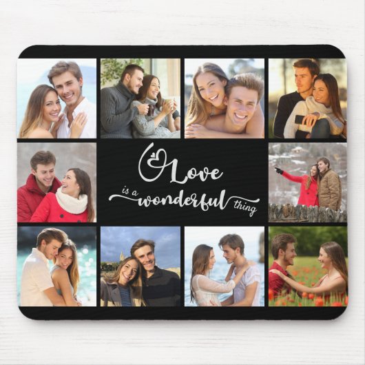 Love is a Wonderful Thing 10 Photo Collage Black Muismat (Voorkant)