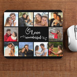 Love is a Wonderful Thing 10 Photo Collage Black Muismat<br><div class="desc">Custom mouse pad with 10 of your favorite photos. The quote reads "love is a wonderful thing", lettered in decorative calligraphy. The photo template is set up for you to add your pictures, working clockwise from top left. Your photos will be displayed in a simple grid style photo collage, to...</div>