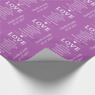 "Love Is" aangepaste namen datum & kleur inpakpapi Cadeaupapier