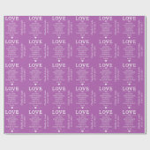 "Love Is" aangepaste namen datum & kleur inpakpapi Cadeaupapier (Vlak)