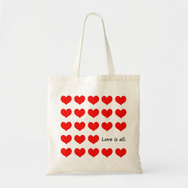Love is All Heart Pattern Canvas tas