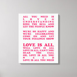 Love is all - Roger Clover Song Lyrics Canvas Afdruk