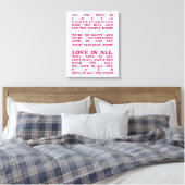 Love is all - Roger Clover Song Lyrics Canvas Afdruk (Insitu (Slaapkamer))