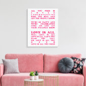 Love is all - Roger Clover Song Lyrics Canvas Afdruk (Insitu (Woonkamer))