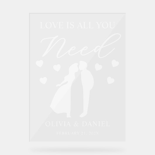 Love is All You Need Custom Wedding Acryl Bord (Voorkant)